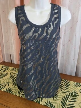 Ariat Charcoal Gray Sequin Zebra Tank
